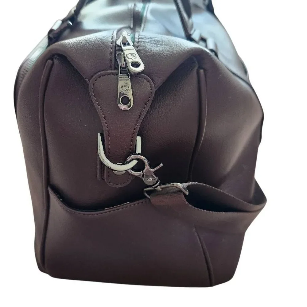 Robert Graham Duffle Bag Brown Faux Leather Lined Travel Brown Floral $398 Retai